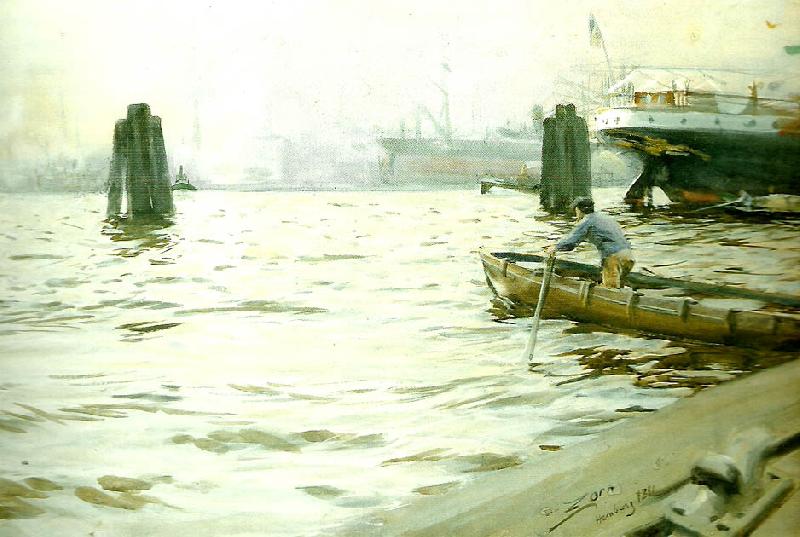 Anders Zorn ovan hamburgs hamn